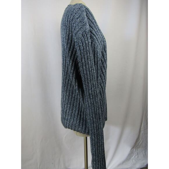 Structure Women's Blue & Gray Long Sleeve V-Neck Ribbed Knit Sweater Size XL - Picture 2 of 8